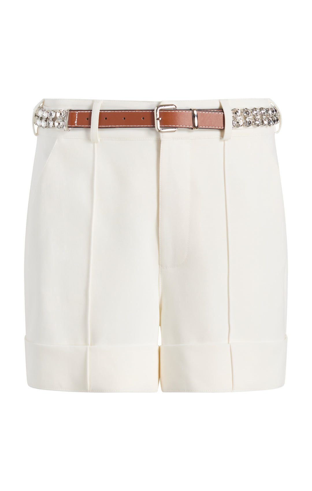 Ivory Leather Rhinestone Statement Belt Rhinestone Belt Ester Short – Cinq à Sept main image 4