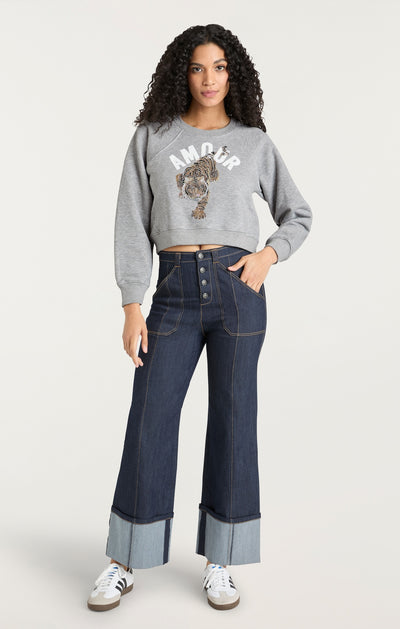 Tiger Cropped Jennifer Pullover