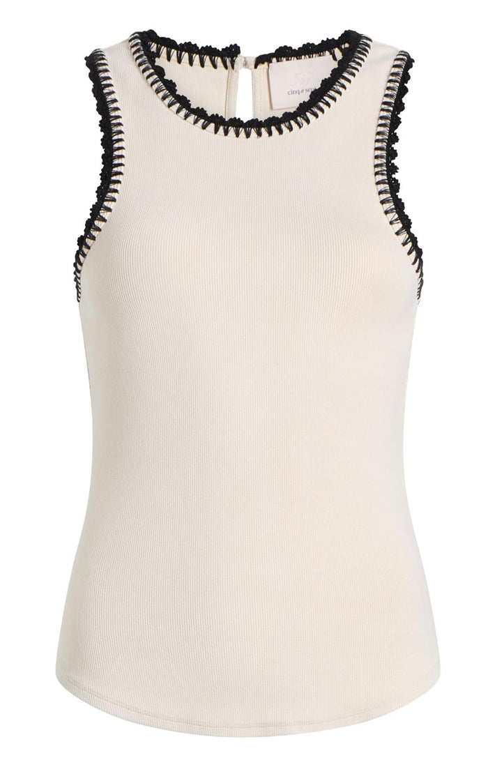 cinq à sept Crochet Lizzie Tank Gardenia/black