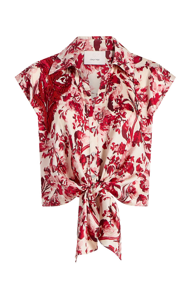 [SALTY FLOWER]★Ribbon Embroidery Signature Short Sleeve Floral Ribbons Sleeveless Mari – Cinq à Sept