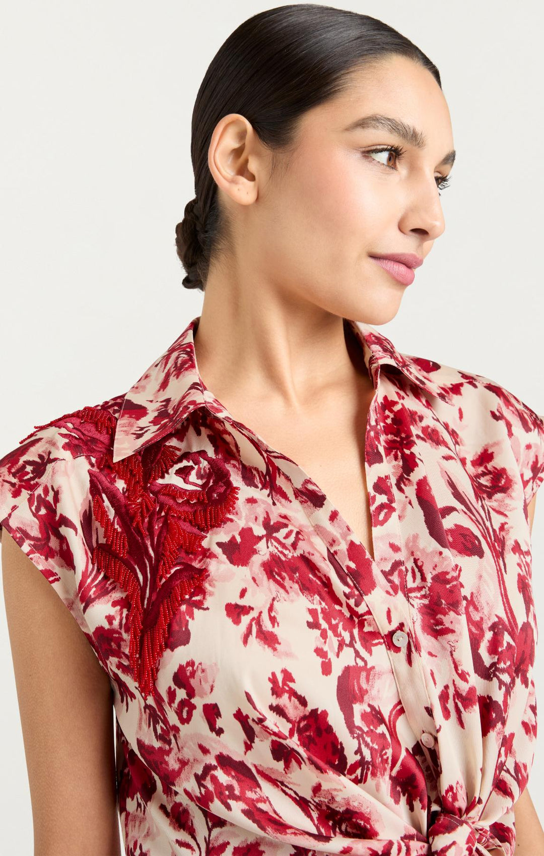 大人気　アンドマリー Flower ribbon tops red ANDMARY】Flower ribbon tops