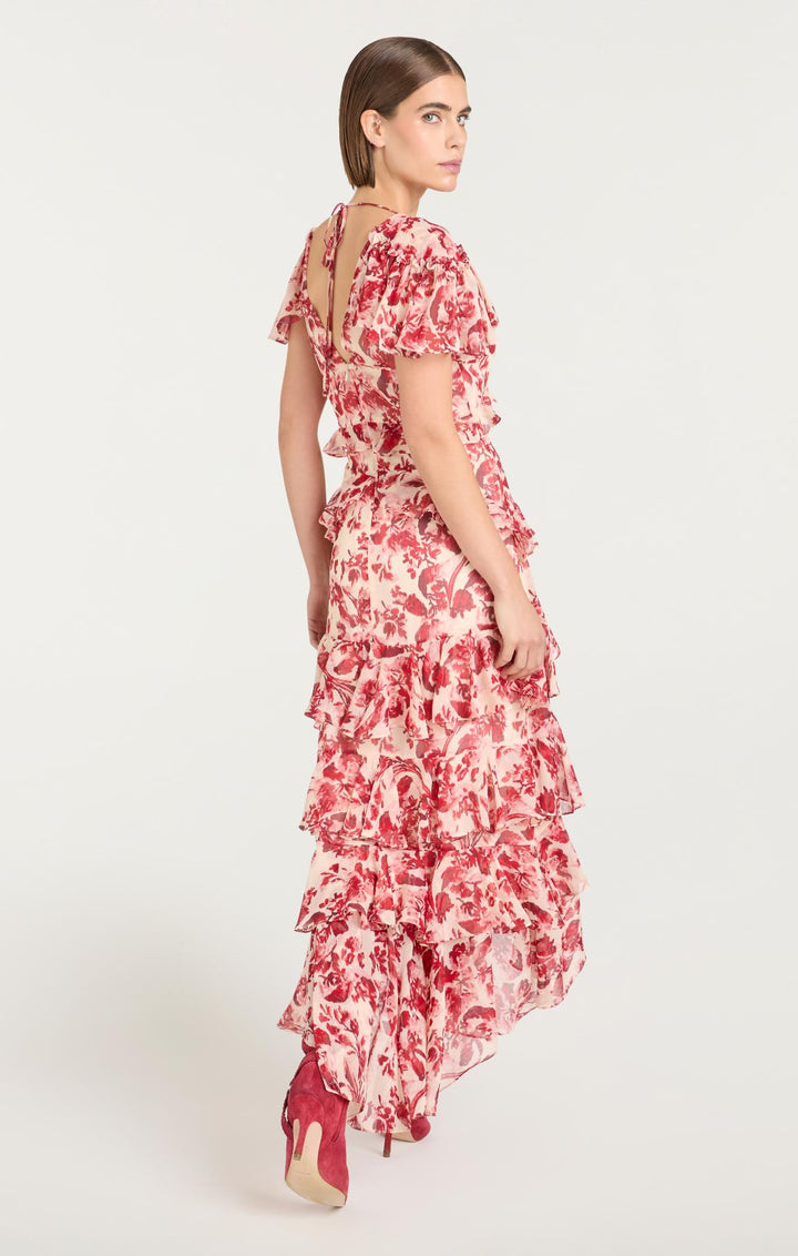 ■The tis■ FRAGMENT RIBBON DRESS_TT4S613BK Floral Ribbons gown – Cinq à Sept
