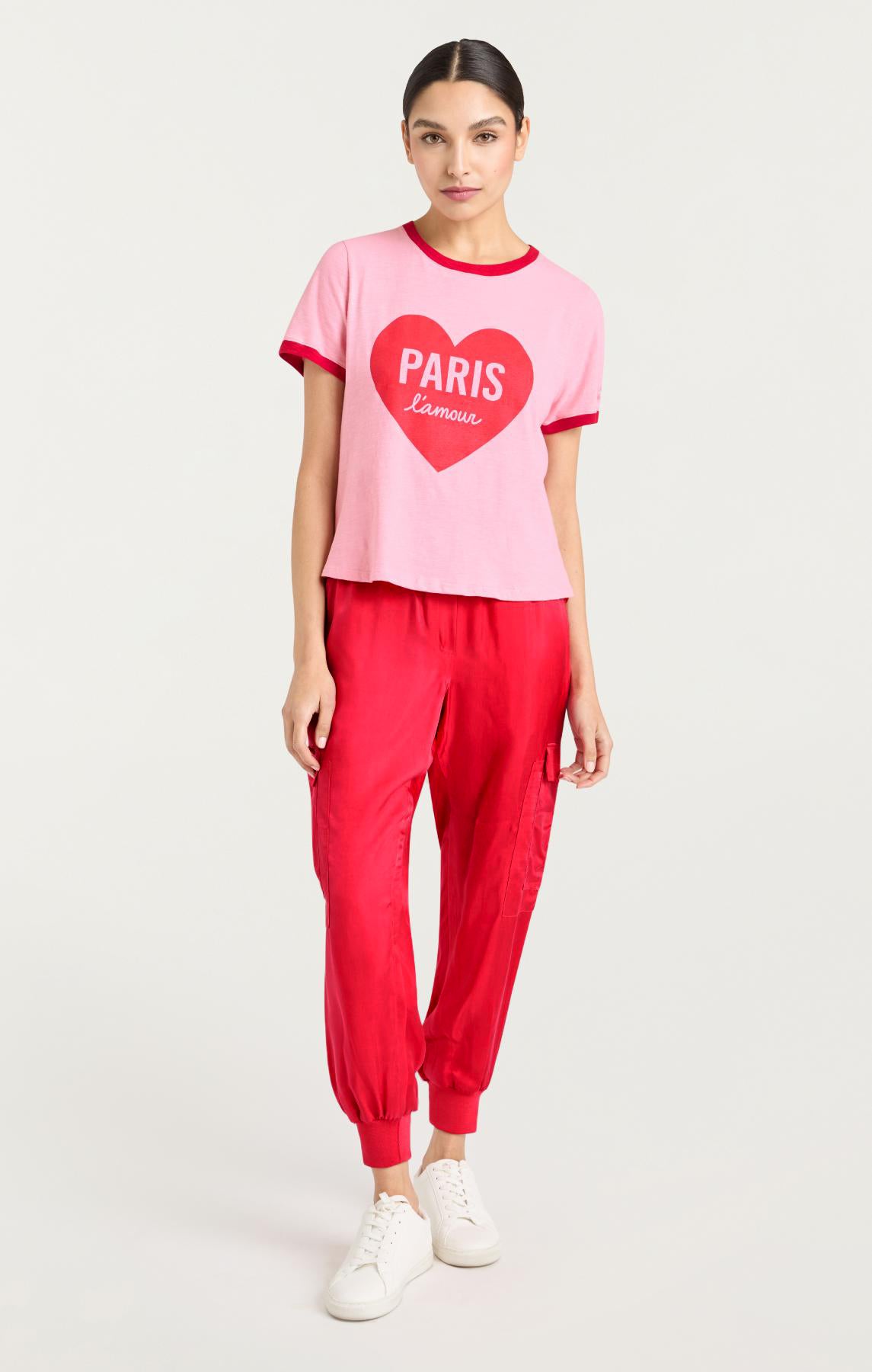 Paris Lamour Heart Shrunken Ringer Tee