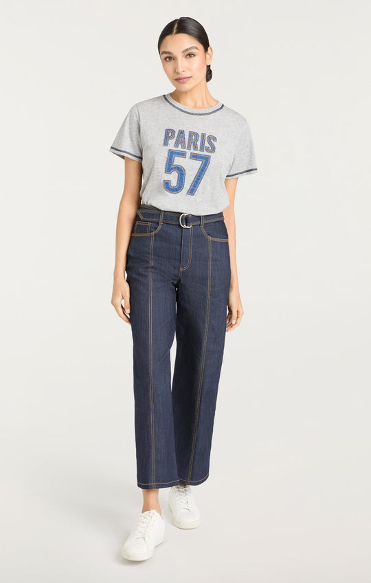 Trapunto Denim Heather Tee