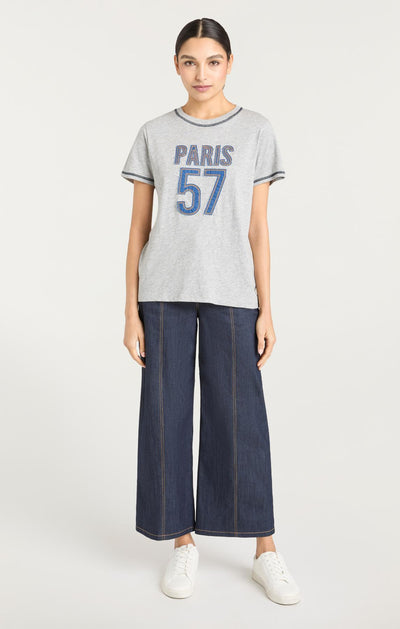 Trapunto Denim Heather Tee