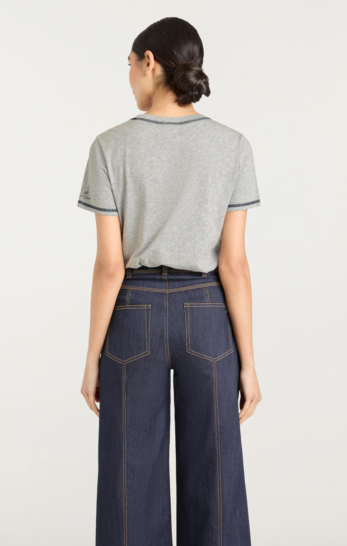 Trapunto Denim Heather Tee