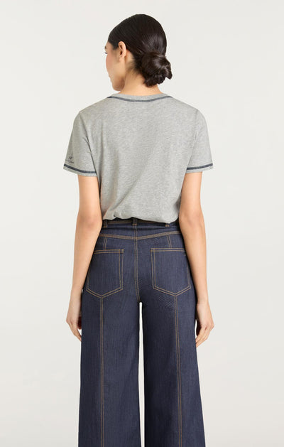 Trapunto Denim Heather Tee