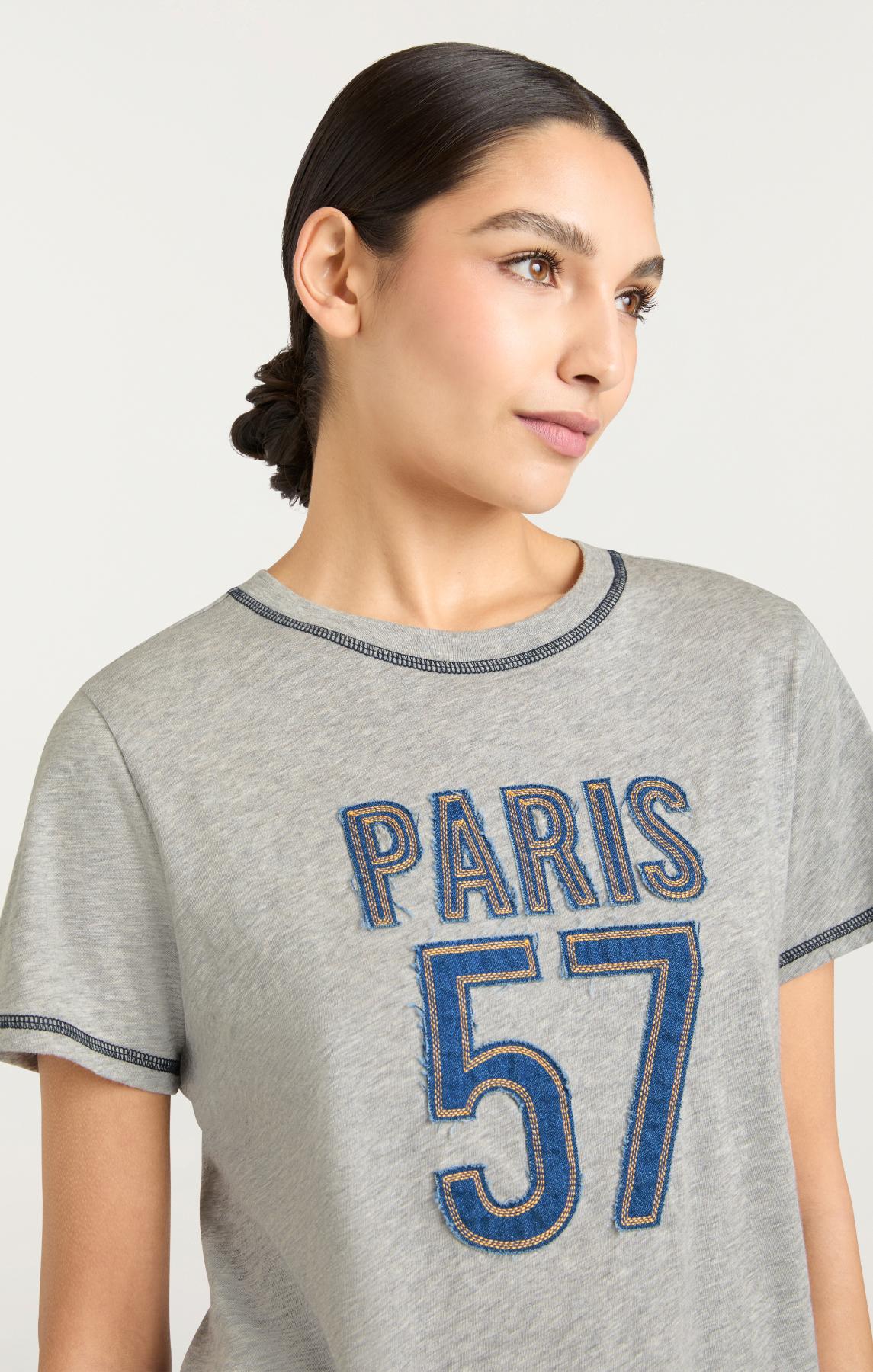 Trapunto Denim Heather Tee