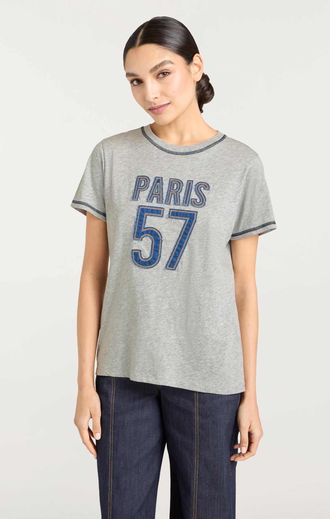 Trapunto Denim Heather Tee