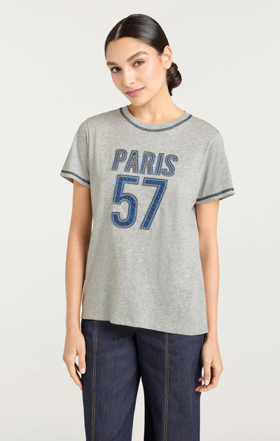 Trapunto Denim Heather Tee