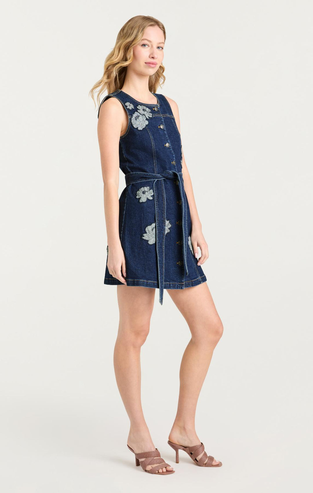 Cinq à Sept Floral Applique Marsha Dress | Blue | Size 6