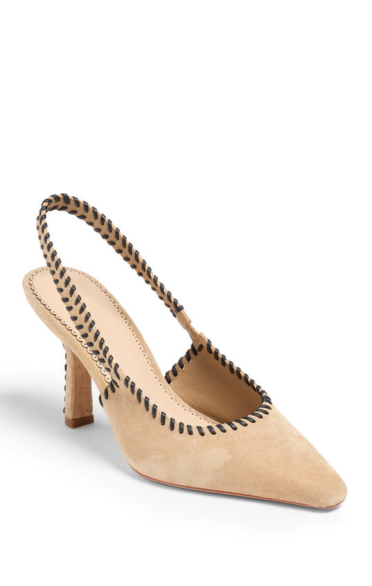 Suki Whipstitch Suede Slingback