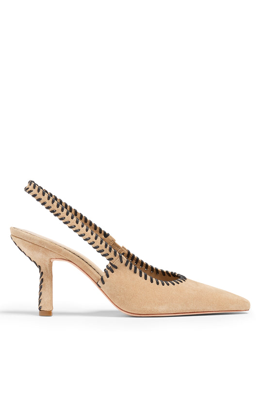Suki Whipstitch Suede Slingback