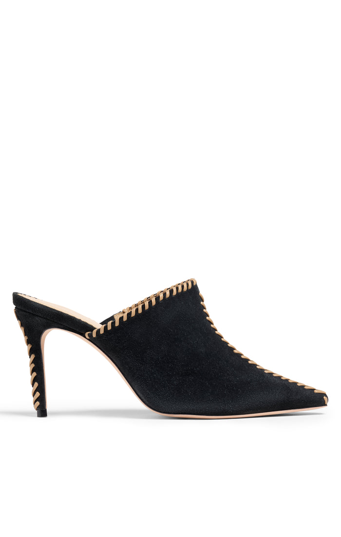 cinq à sept Susan Whipstich Suede Mule Black/brown Sugar