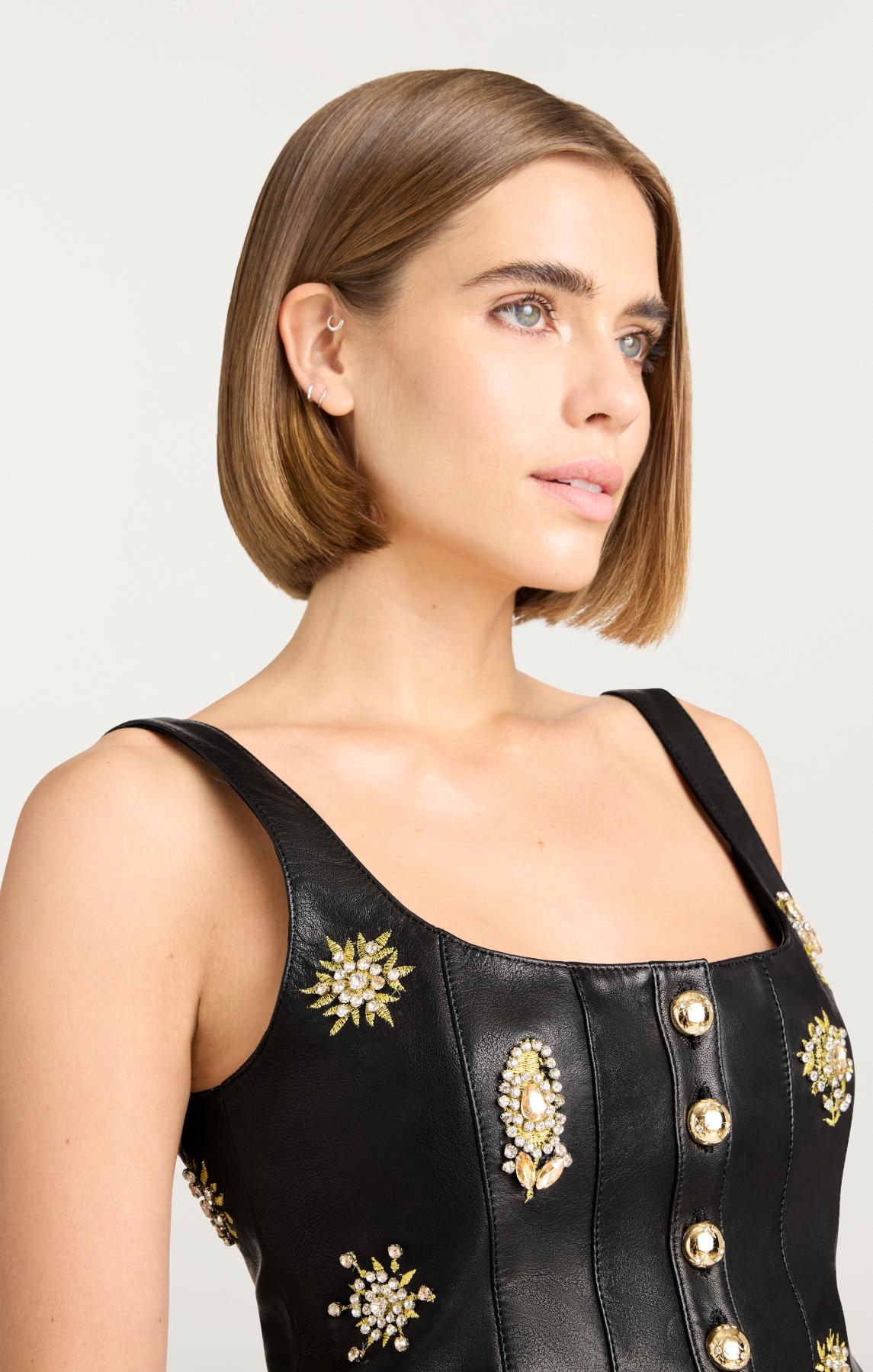 Leila Leather Sarita Top