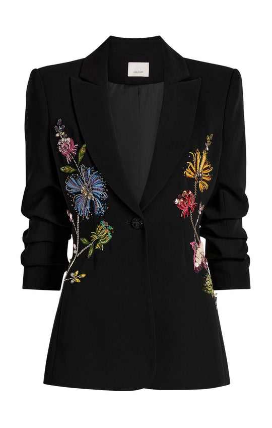 Floral Mixed Media Scrunched Cheyenne Blazer