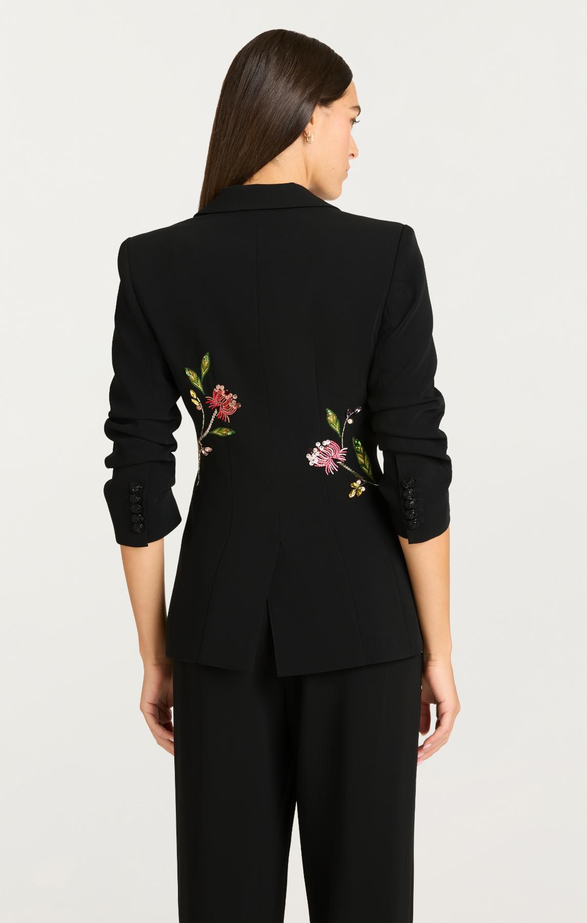 Floral Mixed Media Scrunched Cheyenne Blazer