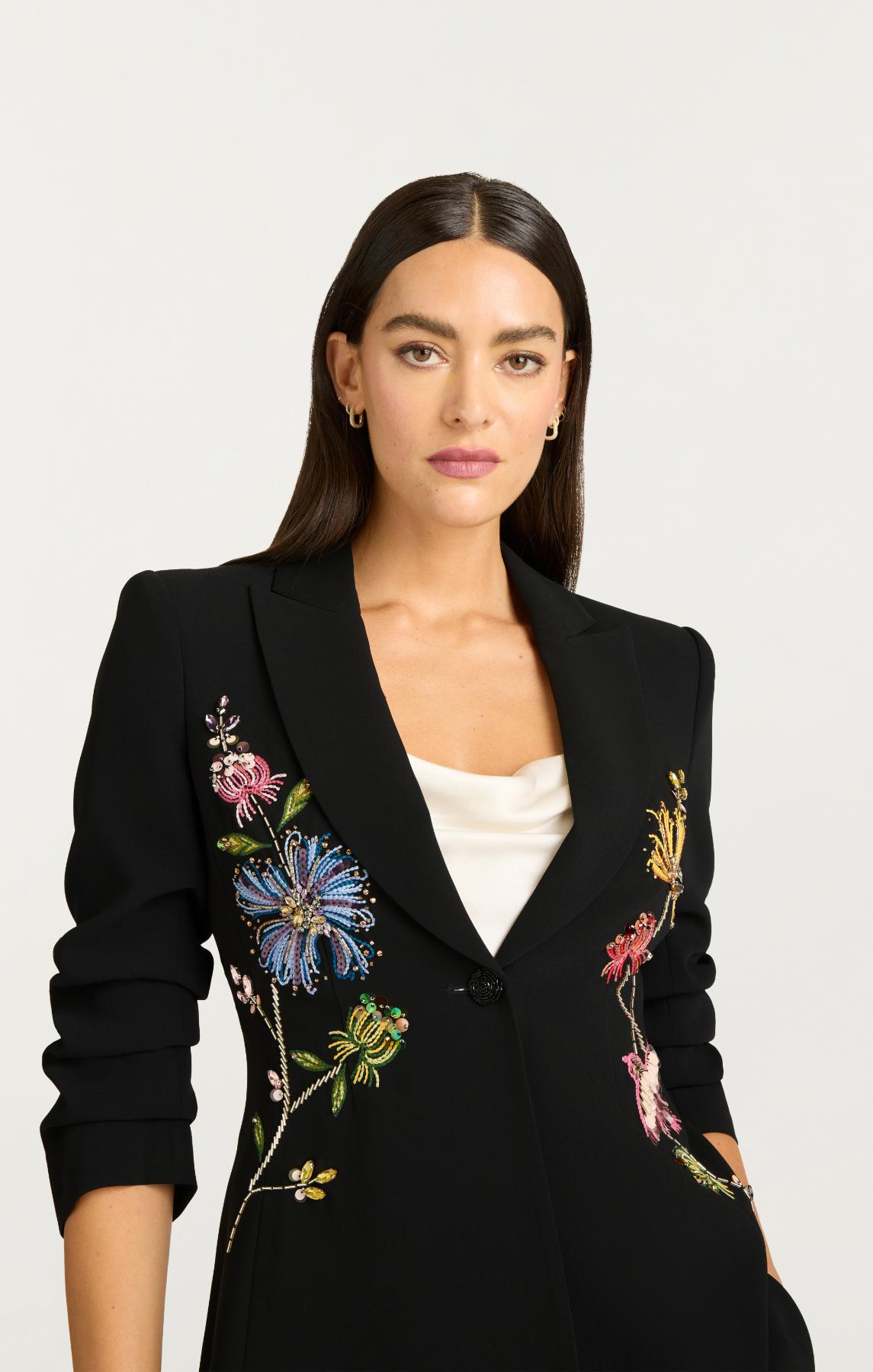 Floral Mixed Media Scrunched Cheyenne Blazer