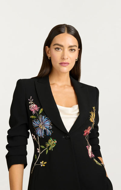 Floral Mixed Media Scrunched Cheyenne Blazer