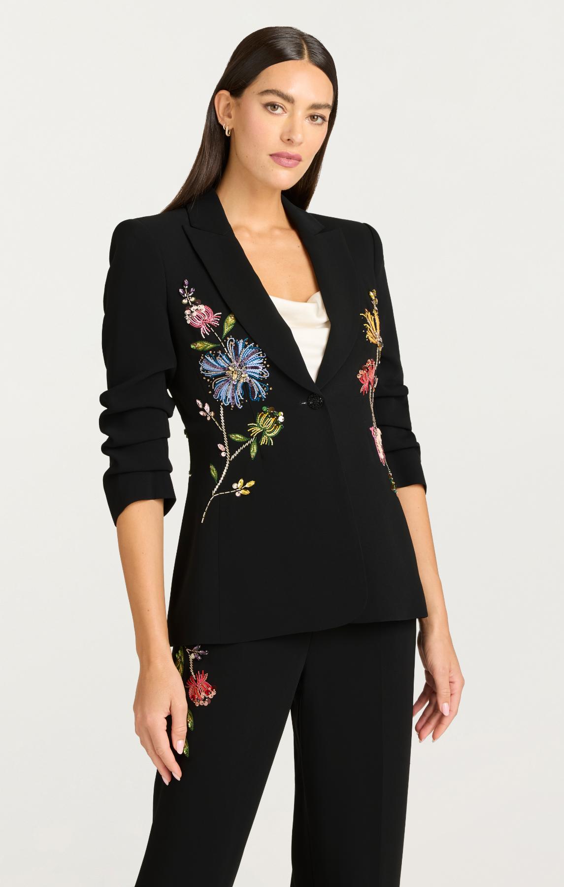 Floral Mixed Media Scrunched Cheyenne Blazer