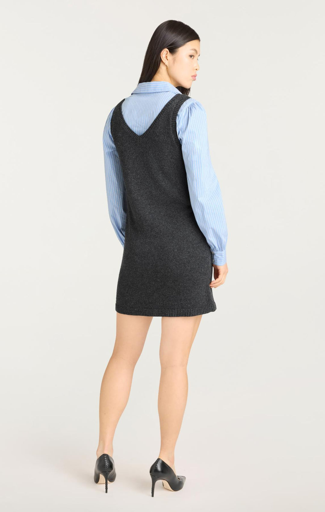 Cinq à Sept Women's Vivianne Striped Knit Combo Minidress - Charcoal Blue Stripe