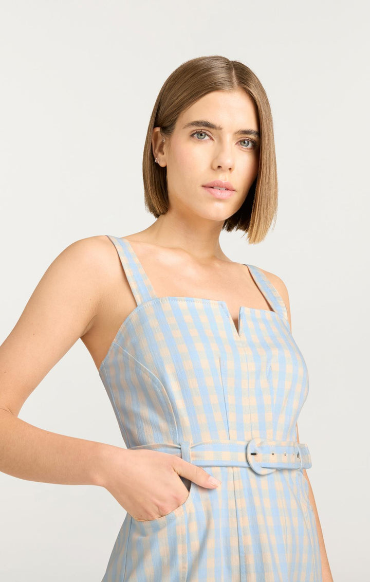 gingham denim dress Girls' Gingham Denim Dress by Gap Blue Gingham Size L (10)