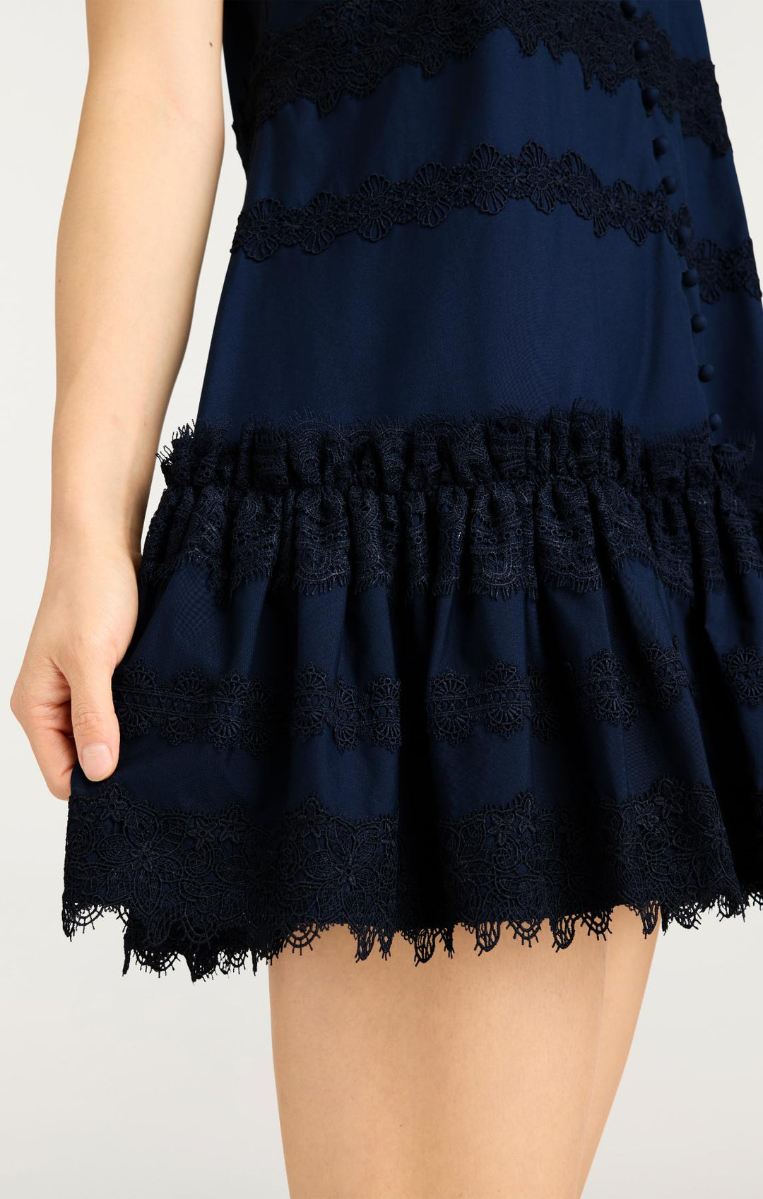 open lace back dress Cara Cara Malena Cobalt Floral Belted Midi Dress main image 0