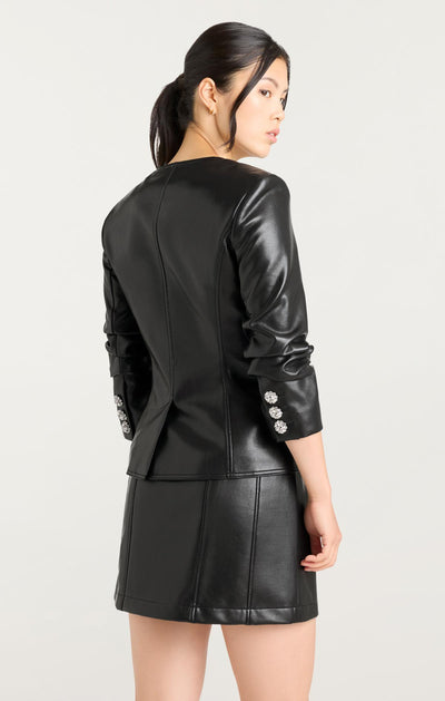 Vegan Leather Scrunched Chris Jacket