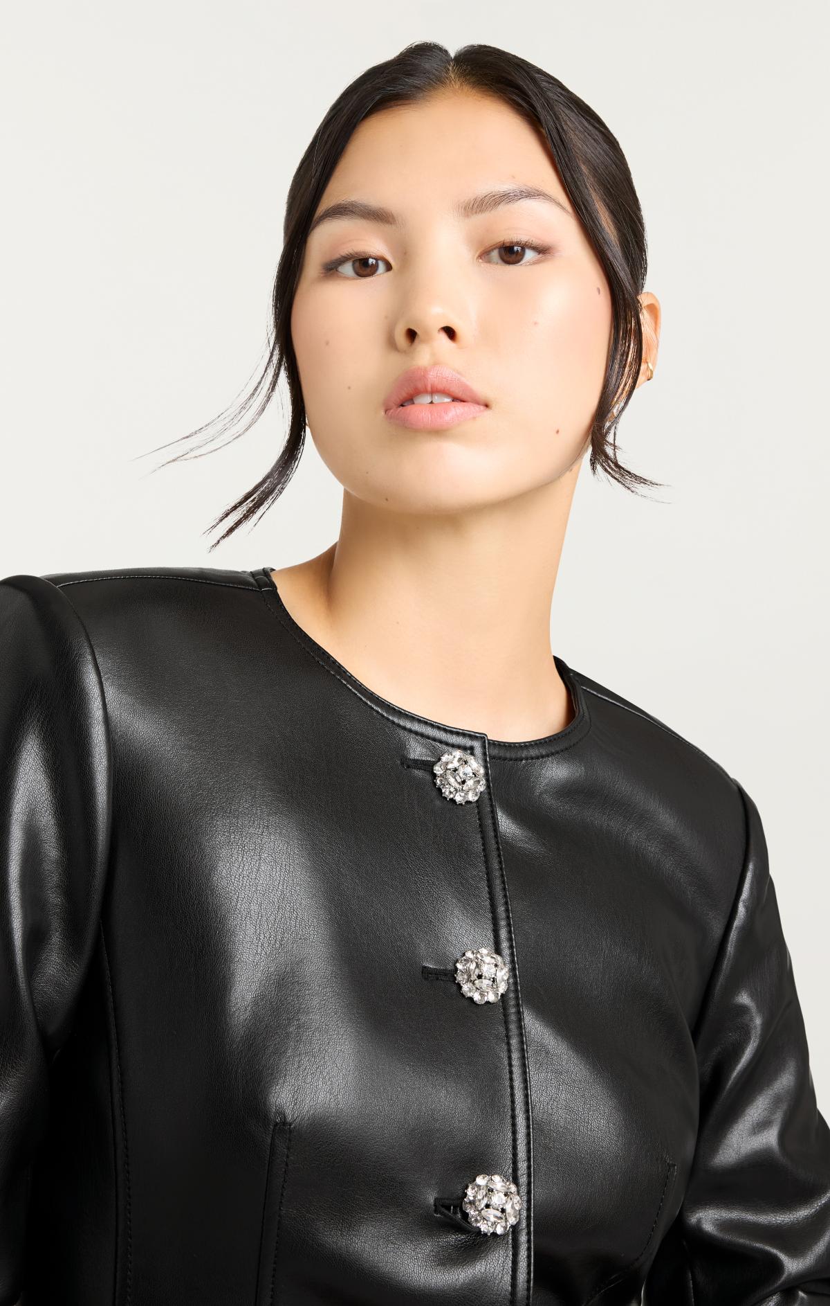 Vegan Leather Scrunched Chris Jacket