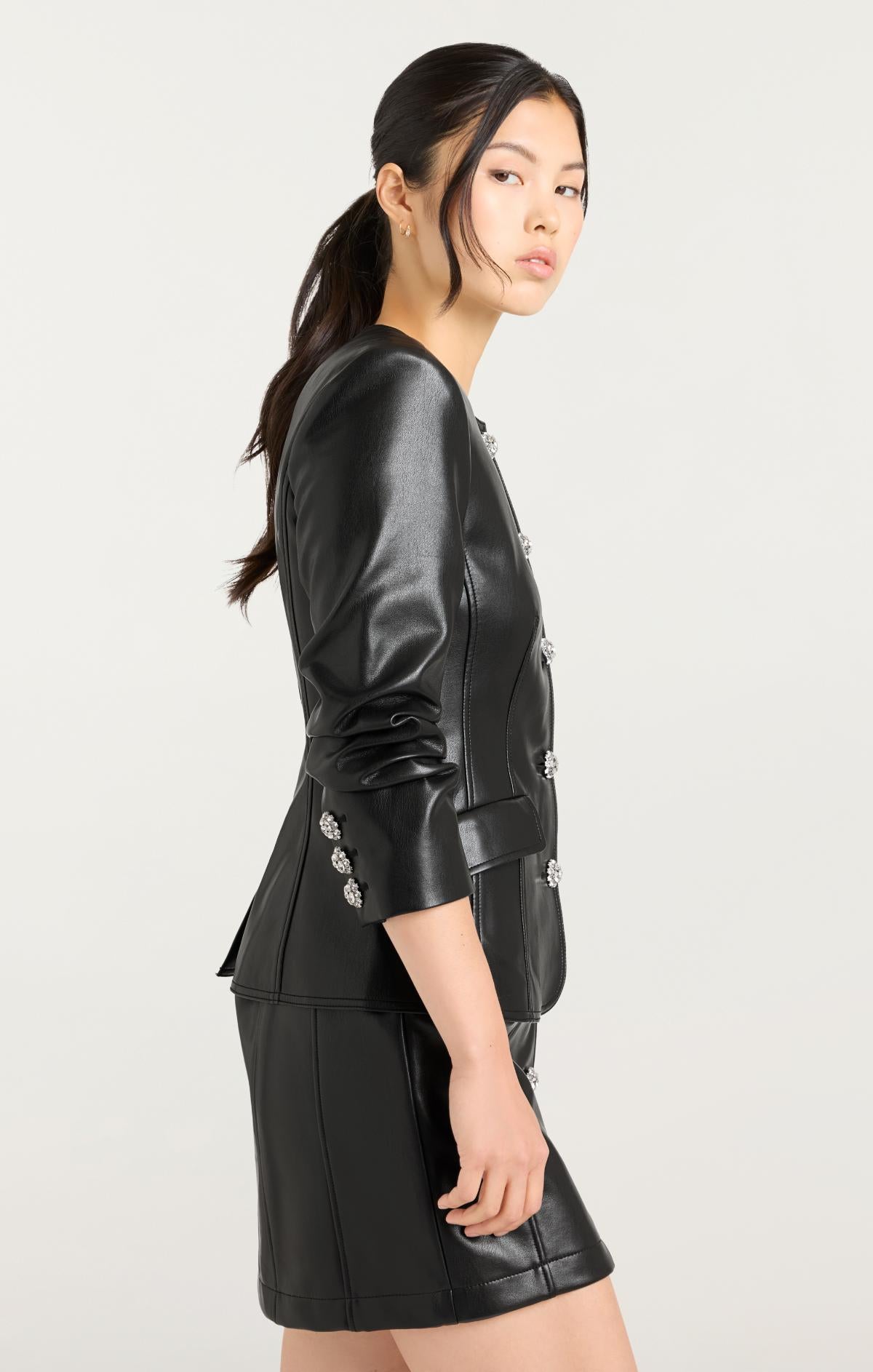 Vegan Leather Scrunched Chris Jacket