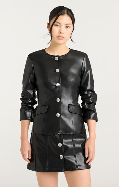 Vegan Leather Scrunched Chris Jacket