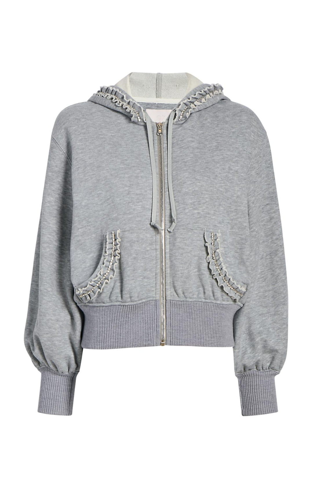 【GRAY】Rhinestone zip hoodie【WOMENS】 Crash Rhinestone Zip Hoodie Smoke Grey – NAMED COLLECTIVE®