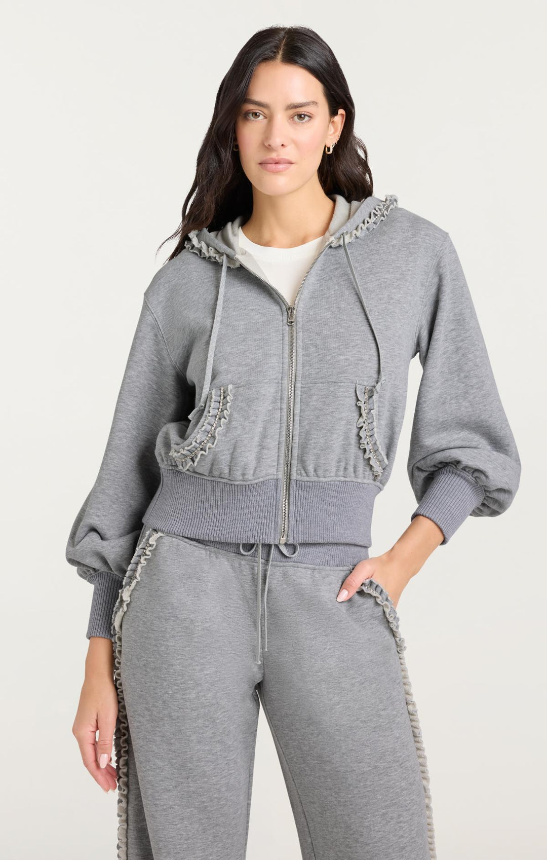 Pull à Capuche (Hoodie) Diamond Supply Co - Viewpoint Zip - Couleur Heather Grey