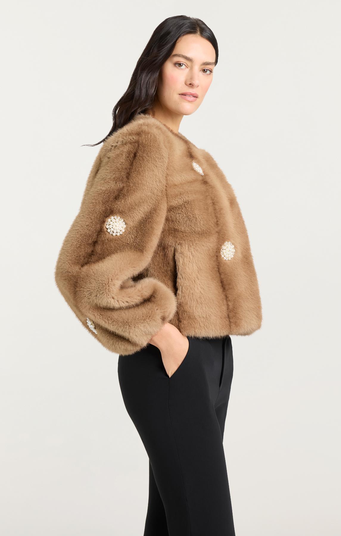 Pearl Coral Bubbles Faux Mink Benson Coat