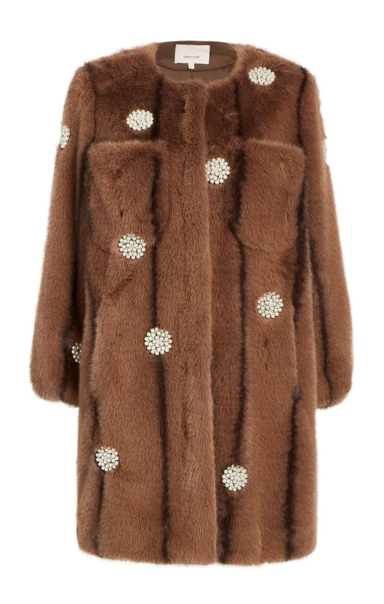 Pearl Coral Bubbles Faux Mink Long Benson Coat