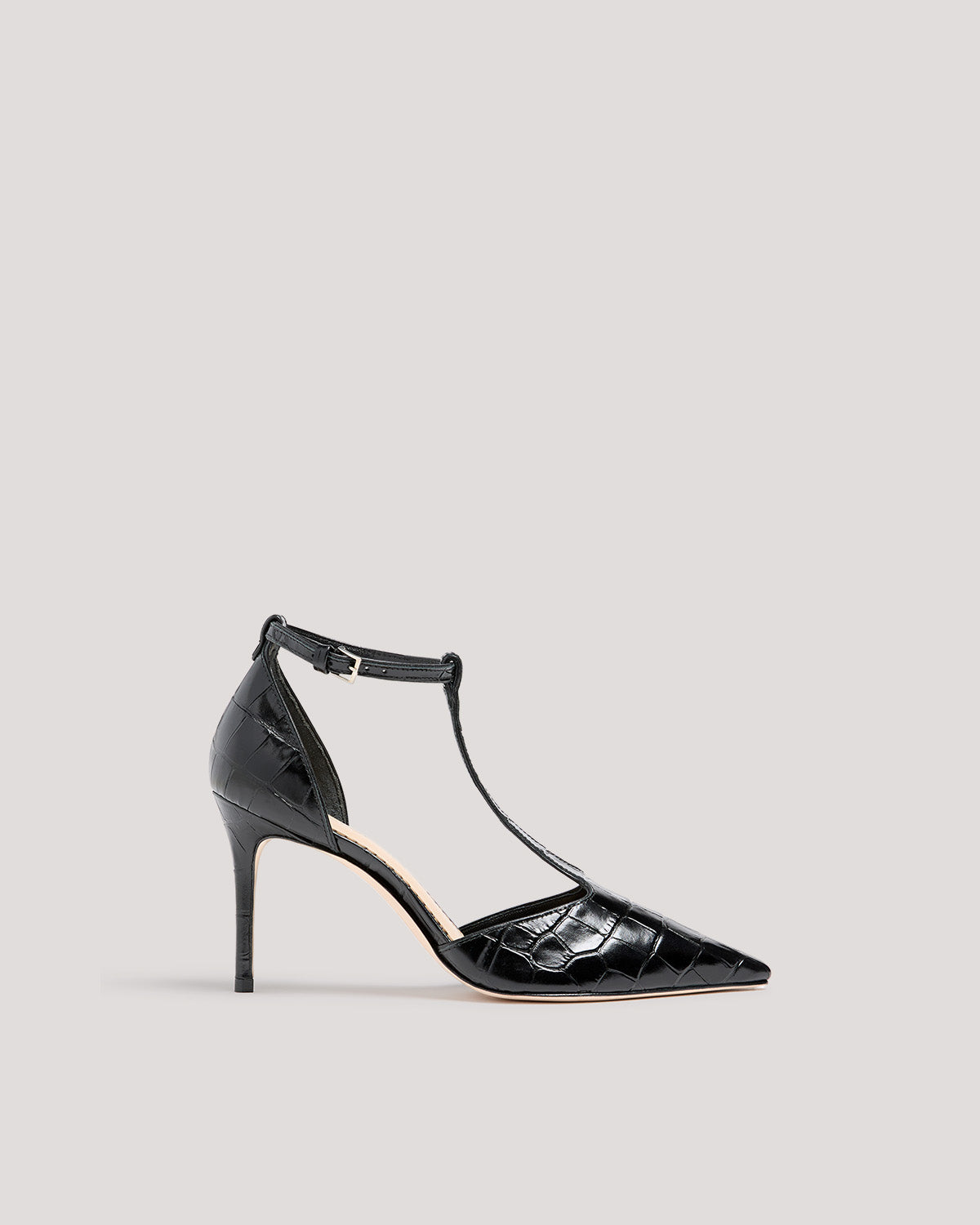 Clara Croco T Strap Pump