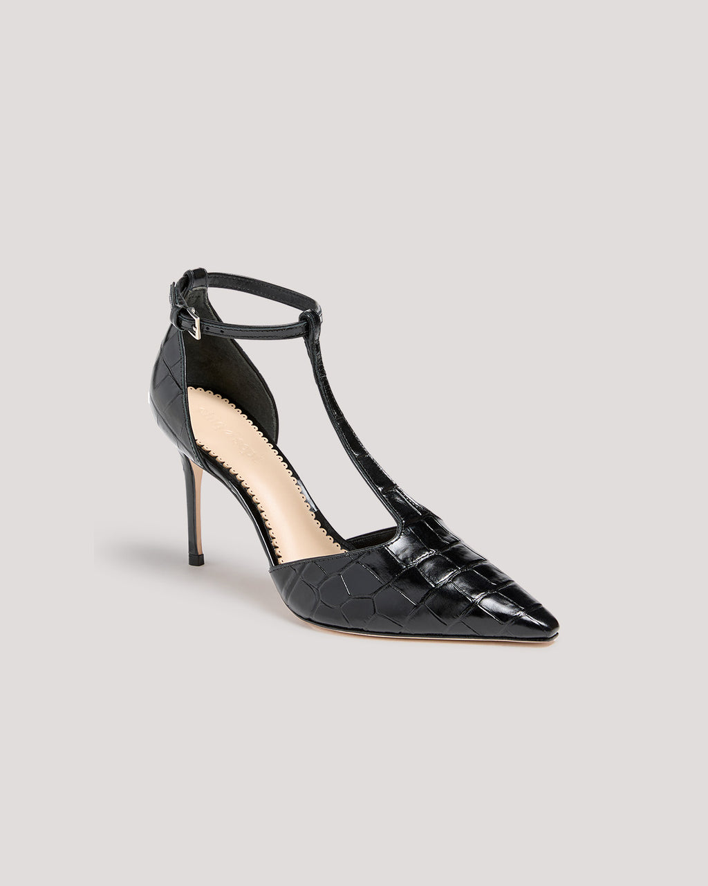 Clara Croco T Strap Pump