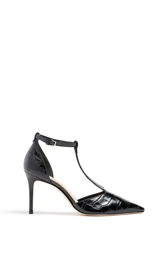 Clara Croco T Strap Pump