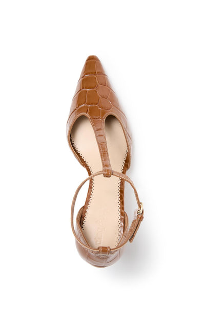 Clara Croco T Strap Pump