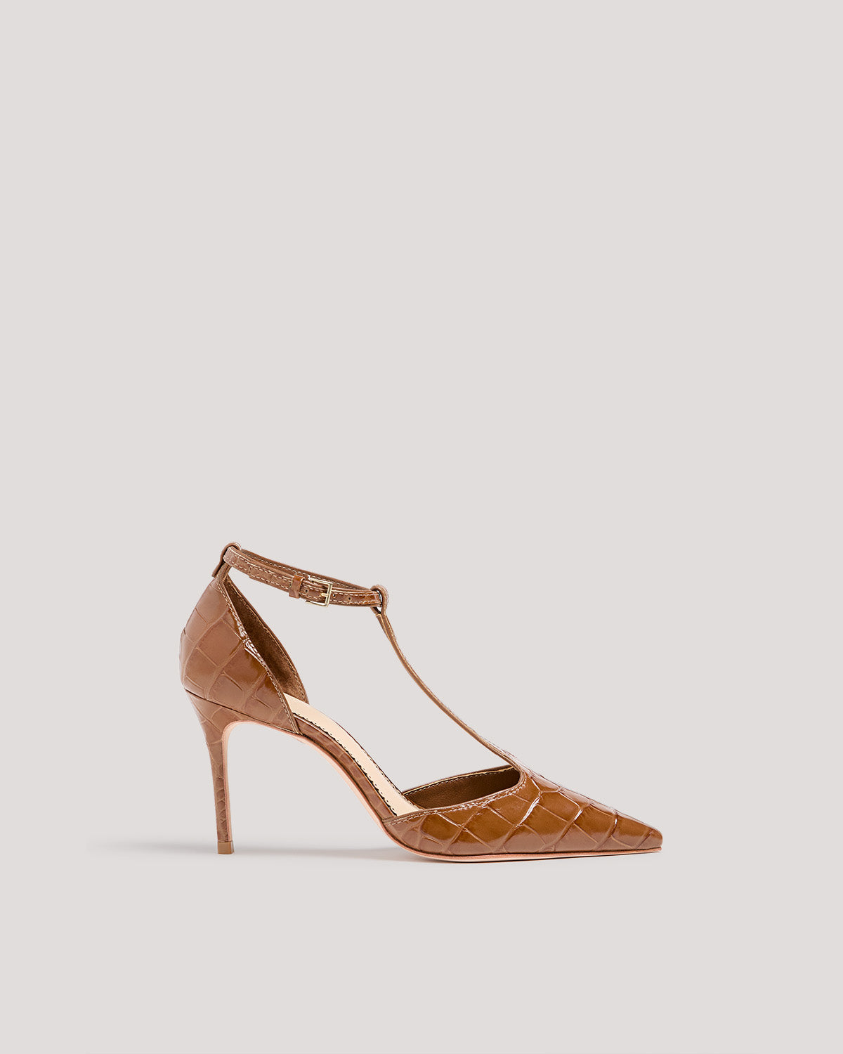 Clara Croco T Strap Pump