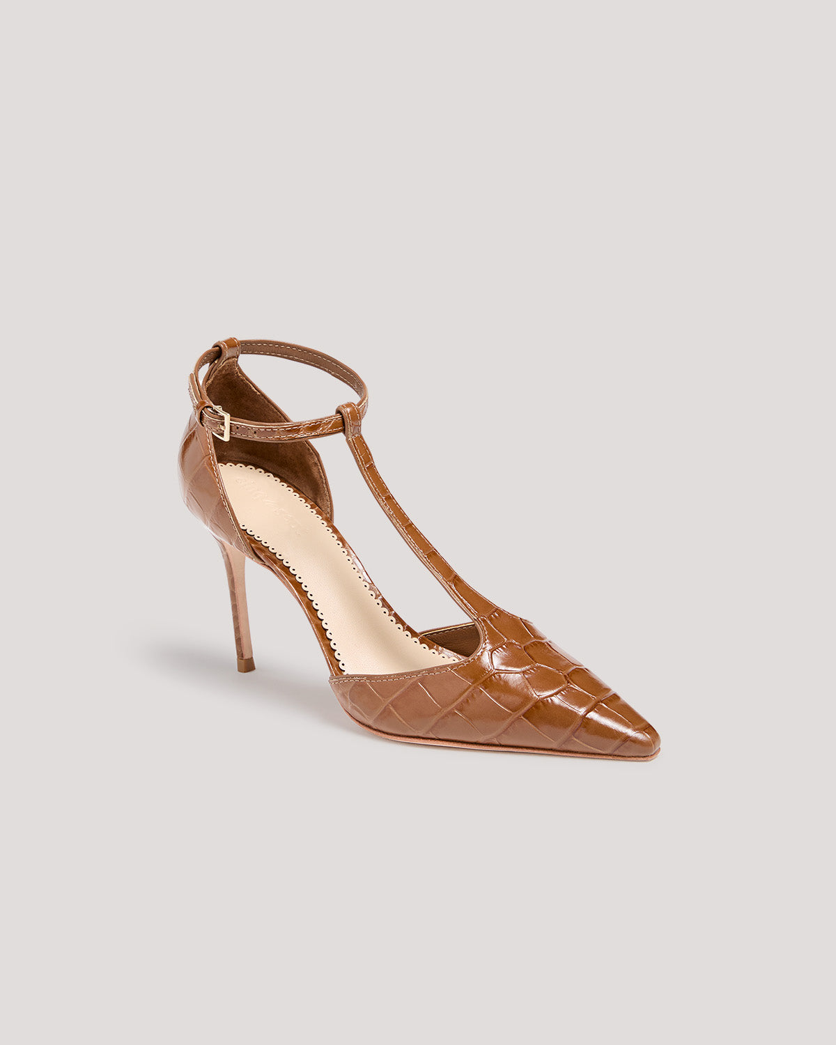 Clara Croco T Strap Pump