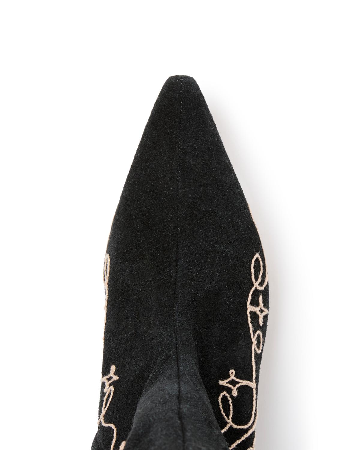 Casey Embroidered Kitten Heel Boot