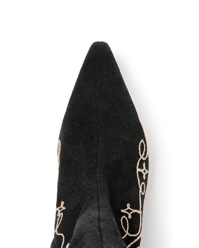 Casey Embroidered Kitten Heel Boot