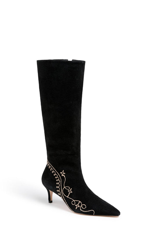 Casey Embroidered Kitten Heel Boot