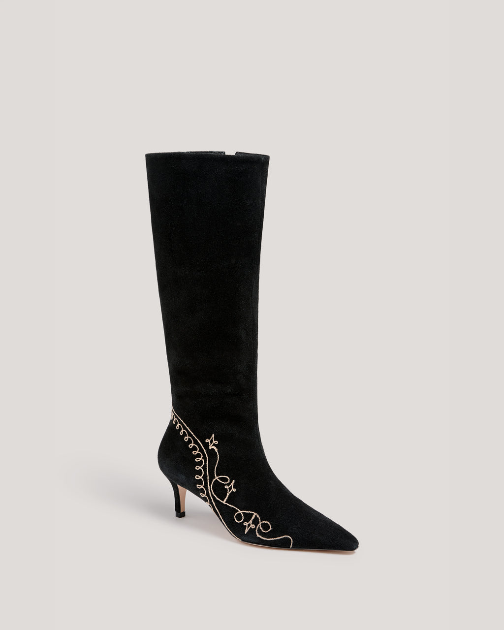 Casey Embroidered Kitten Heel Boot