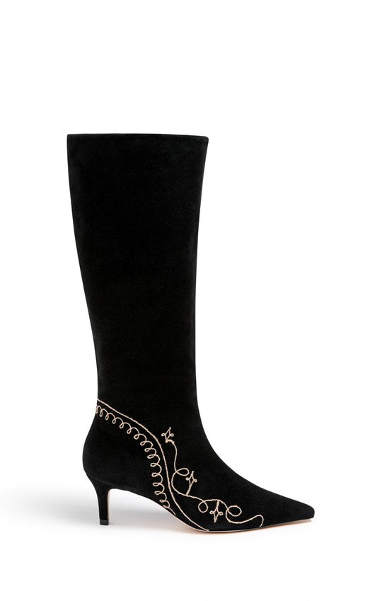 Casey Embroidered Kitten Heel Boot