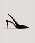 Claire Crystal Brooch Suede Slingback Pump