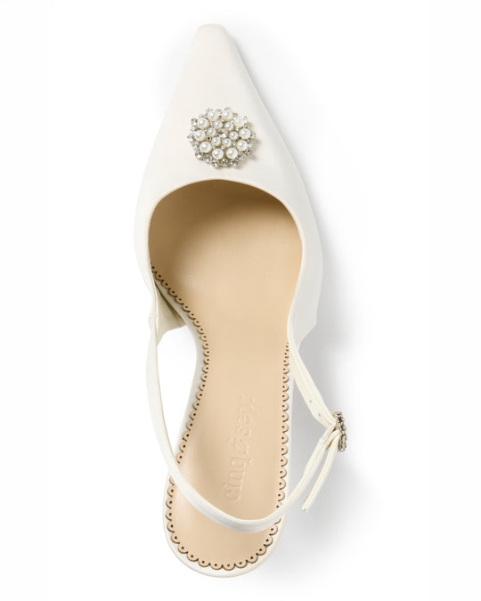 Claire Crystal Brooch Satin Slingback Pump