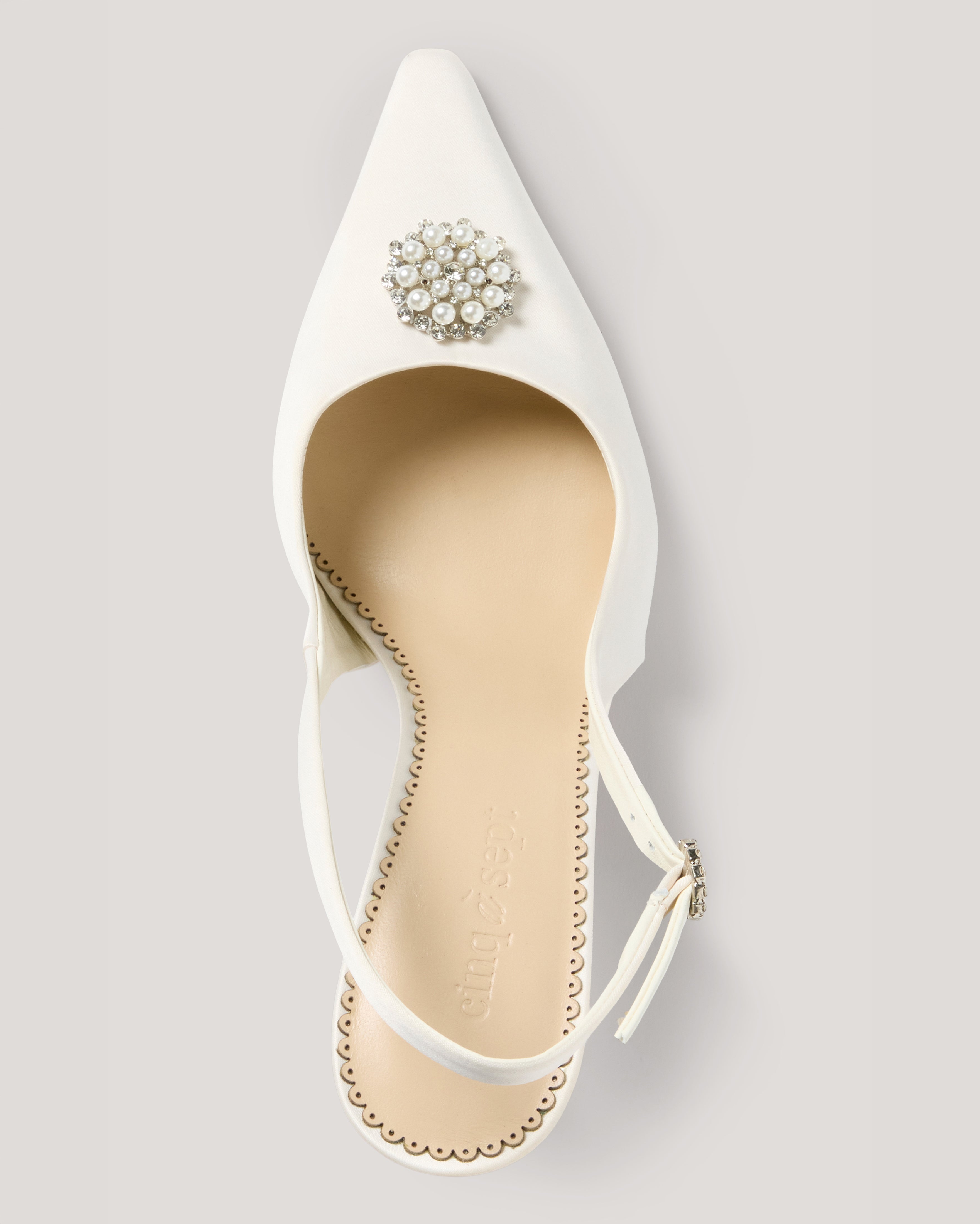 Claire Crystal Brooch Satin Slingback Pump