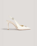 Claire Crystal Brooch Satin Slingback Pump